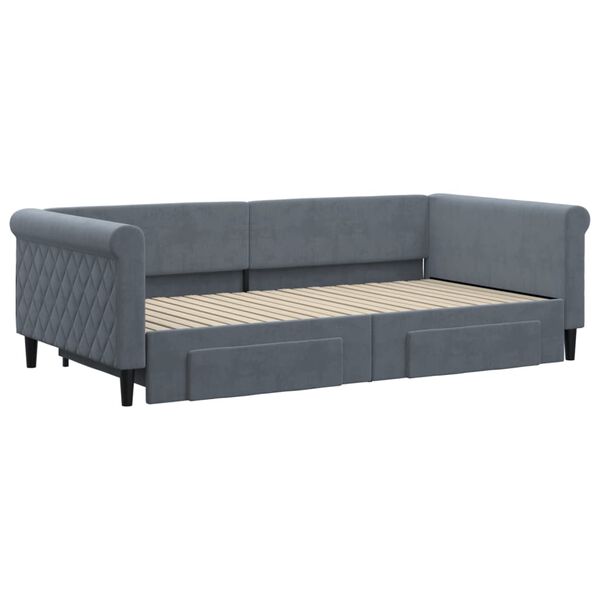 vidaXL Sofá cama nido con cajones terciopelo gris oscuro 100x200 cm