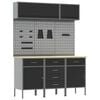 vidaXL Conjunto de armarios de trabajo con caj&oacute;n Manual 8 uds. Negro
