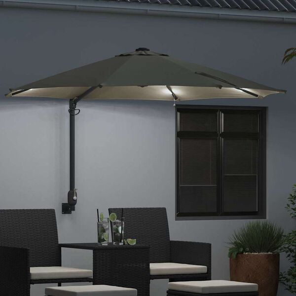 vidaXL Parasol de jardín Manual Beige y Negro 248 x 248 x 148 cm