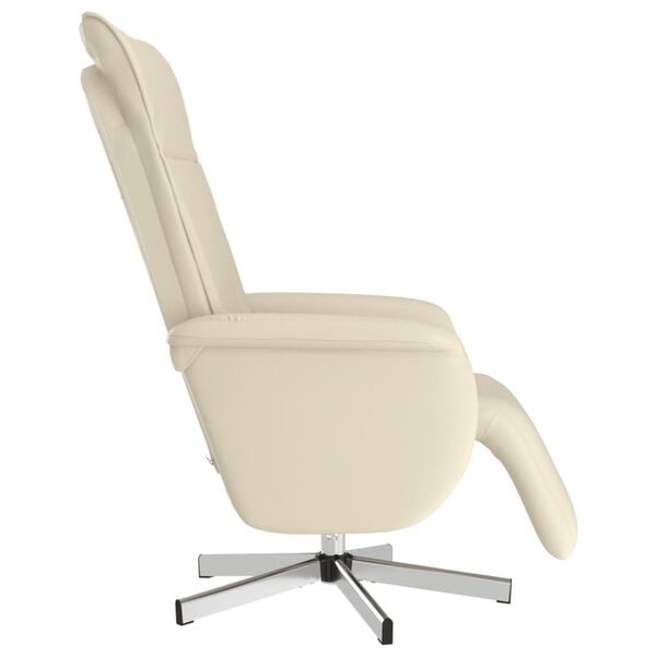 vidaXL Sill&oacute;n reclinable con reposapi&eacute;s cuero sint&eacute;tico color crema