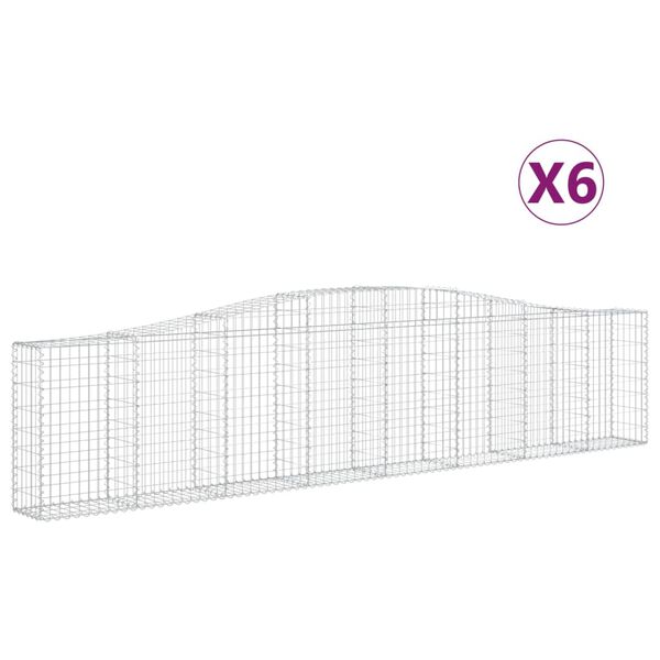 vidaXL Cestas de gaviones 6 uds forma de arco hierro 400x30x80/100 cm