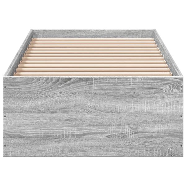 vidaXL Estructura de cama madera de ingenier&iacute;a gris Sonoma 90x190 cm