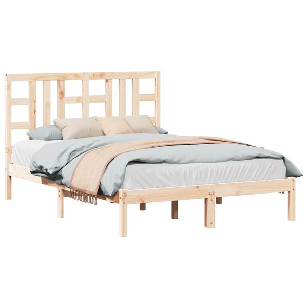 vidaXL Estructura de cama de matrimonio madera maciza 135x190 cm