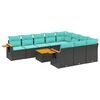 vidaXL Set de sof&aacute;s de jard&iacute;n 11 pzas y cojines rat&aacute;n sint&eacute;tico negro