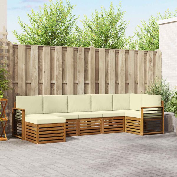 vidaXL Conjunto de Sof&aacute; Seccional con coj&iacute;n 7 pcs Natural y Crema