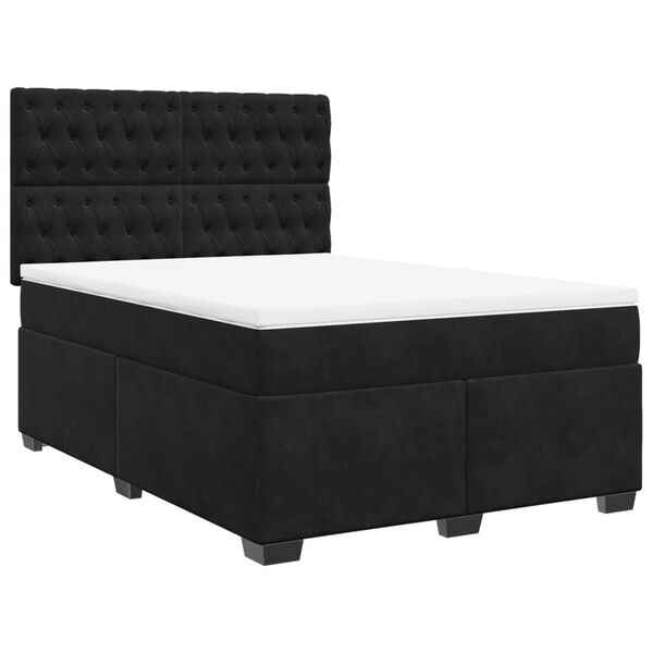 vidaXL Cama box spring con colch&oacute;n terciopelo negro 160x200 cm