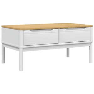 vidaXL Mesa de centro FLORO madera maciza de pino blanco 99x55,5x45 cm