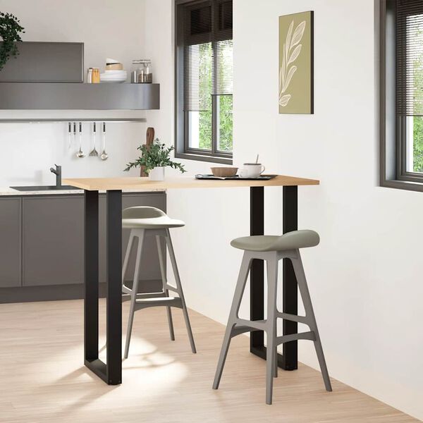 vidaXL Patas para mesa de bar en forma de U (2 unidades), color negro, 60 x 110-111 cm, acero