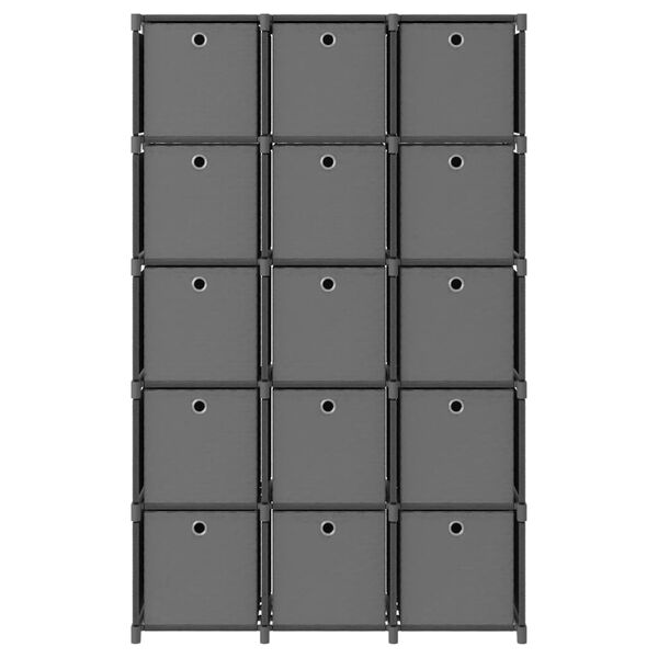vidaXL Estantería de 15 cubos con cajas de tela gris 103x30x175,5 cm