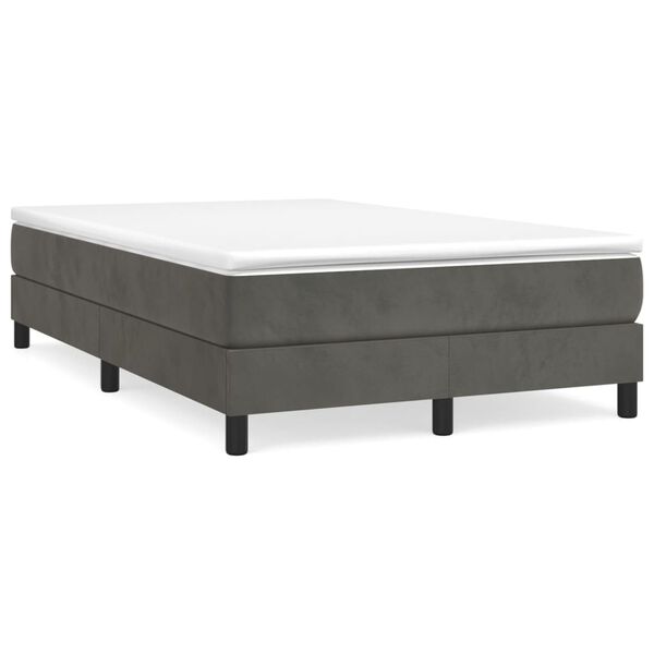 vidaXL Cama box spring con colch&oacute;n terciopelo gris oscuro 120x200 cm