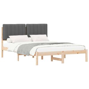 vidaXL Estructura de Cama con Cabecera Tapizada Gris oscuro