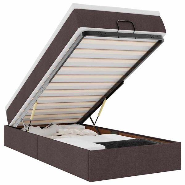 vidaXL Estructura cama otomana colchón tela marrón oscuro 80x200cm