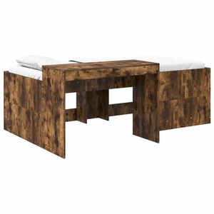 vidaXL Cama alta para ni&ntilde;os con escritorio Roble Ahumado 90 x 200 cm