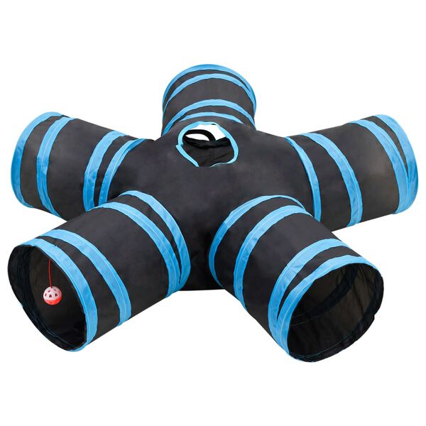 vidaXL Túnel para gatos con 5 salidas poliéster negro y azul 25 cm