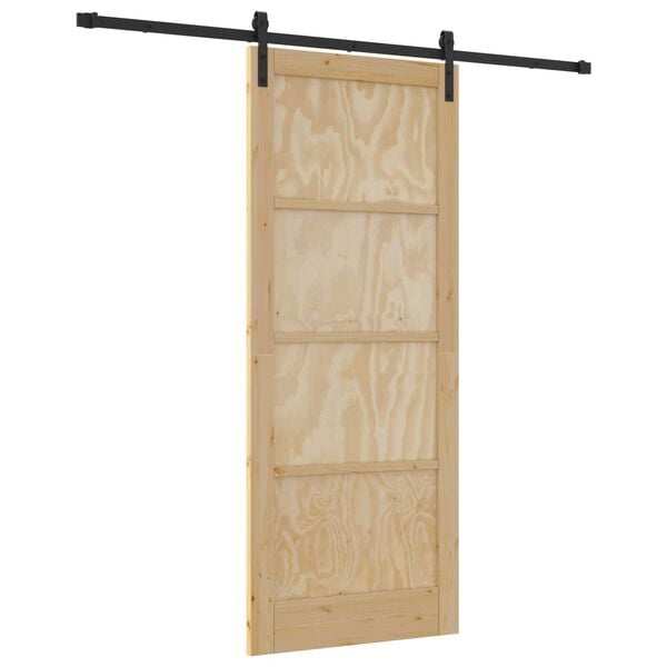 vidaXL Puerta Corredera Marrón 86 x 211 cm Madera de pino macizo