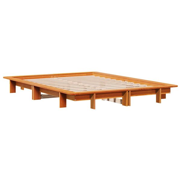 vidaXL Estructura de cama sin colch&oacute;n madera maciza marr&oacute;n 120x190 cm