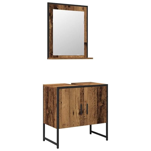 vidaXL Juego de muebles de ba&ntilde;o 2 pcs Marr&oacute;n Madera contrachapada