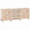 vidaXL Vitrina 3 uds. 180 x 33,5 x 75 cm madera maciza de mango Blanco
