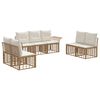 vidaXL Conjunto de sof&aacute;s de exterior 7 uds. Natural y Crema Poli&eacute;ster