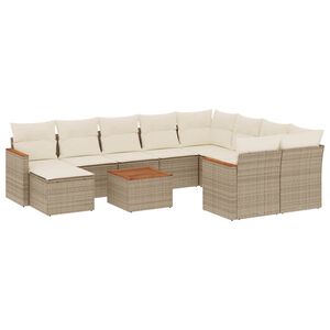 vidaXL Set de sof&aacute;s de jard&iacute;n 11pzas con cojines rat&aacute;n sint&eacute;tico beige