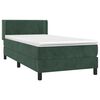 vidaXL Cama box spring con colch&oacute;n terciopelo verde oscuro 90x190 cm