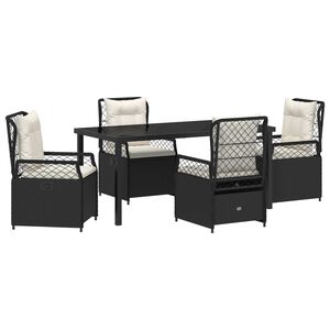 vidaXL Conjunto de Comedor de Jard&iacute;n 5 pcs Negro rat&aacute;n sint&eacute;tico