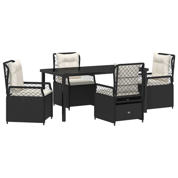 vidaXL Conjunto de Comedor de Jard&iacute;n 5 pcs Negro rat&aacute;n sint&eacute;tico