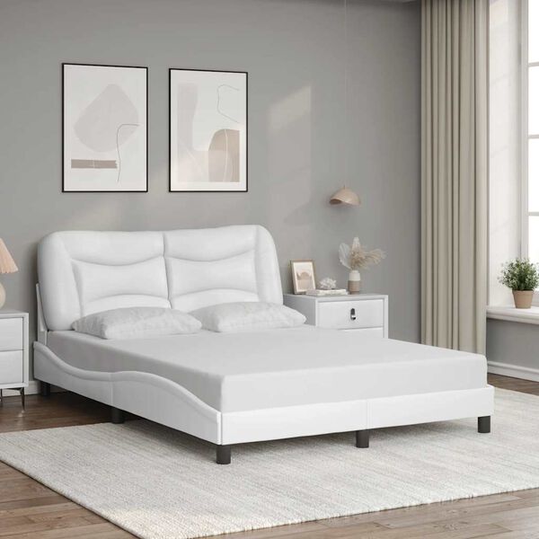 vidaXL Estructura de cama sin colch&oacute;n Hvar cuero sint&eacute;tico blanco 140x190cm