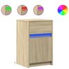vidaXL Mesita de noche con luces LED madera de ingenier&iacute;a roble Sonoma