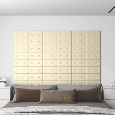 vidaXL Paneles de pared 12 uds cuero sintético crema 30x15 cm 0,54 m²