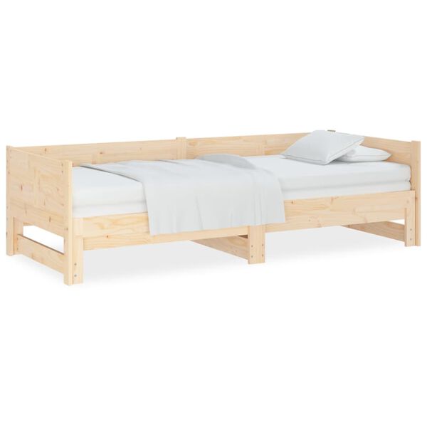 vidaXL Sof&aacute; cama extra&iacute;ble madera maciza de pino 2x(90x190) cm