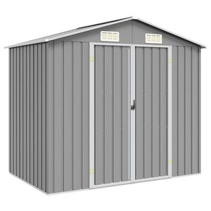 vidaXL Cobertizo de jard&iacute;n acero galvanizado gris 205x129x183 cm