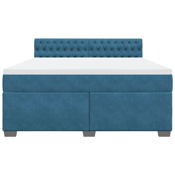 vidaXL Cama box spring con colch&oacute;n terciopelo azul 180x200 cm