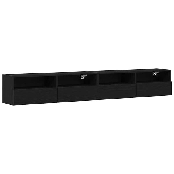 vidaXL Mueble de TV Montado en la Pared 2 pcs Roble negro