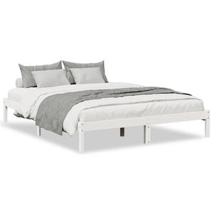 vidaXL Cama extralarga sin colch&oacute;n madera maciza pino blanco 160x220cm