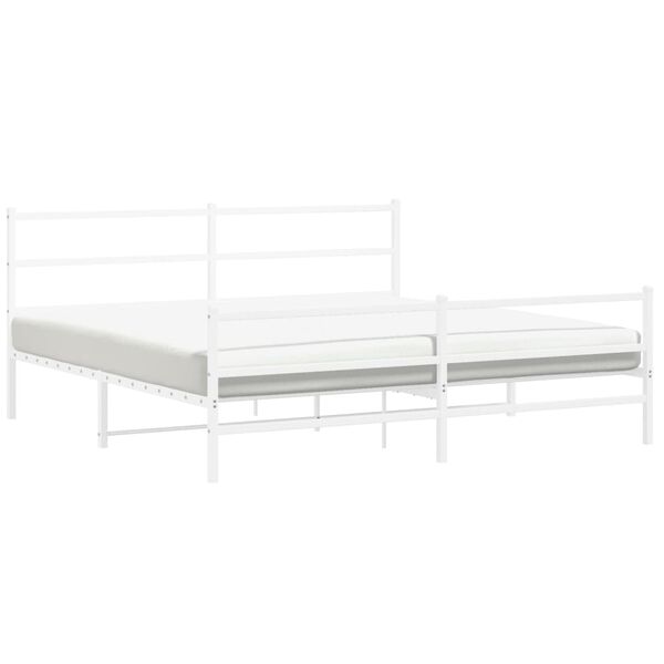vidaXL Estructura cama sin colch&oacute;n con estribo metal blanco 200x200 cm