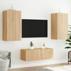 vidaXL Muebles TV pared con LED 4 pzas madera ingenier&iacute;a roble Sonoma