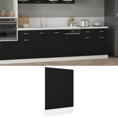 vidaXL Panel para lavavajillas madera contrachapada negro 45x3x67 cm
