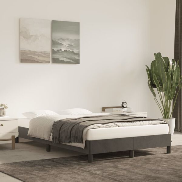 vidaXL Estructura de cama sin colch&oacute;n terciopelo gris oscuro 120x200cm