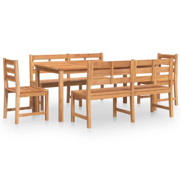 vidaXL Juego de comedor para jard&iacute;n 5 piezas madera maciza de teca