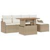 vidaXL Conjunto de sof&aacute;s de jard&iacute;n 6 pcs Beige y Crema rat&aacute;n sint&eacute;tico