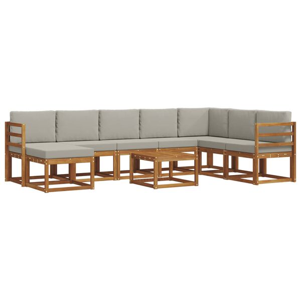 vidaXL Conjunto de sof&aacute;s de exterior 9 pcs Gris Natural y Claro