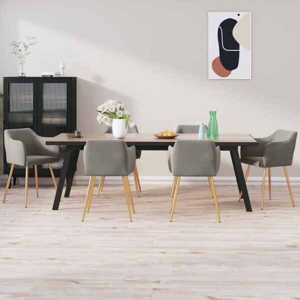 vidaXL Sillas de comedor giratorias 6 uds terciopelo gris claro