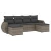 vidaXL Set de muebles de jard&iacute;n 6 pzas y cojines rat&aacute;n sint&eacute;tico gris