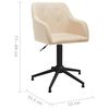 vidaXL Sillas de comedor giratorias 4 unidades tela color crema