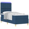 vidaXL Cama Box Spring LED con colch&oacute;n Azul 80 x 200 cm tela