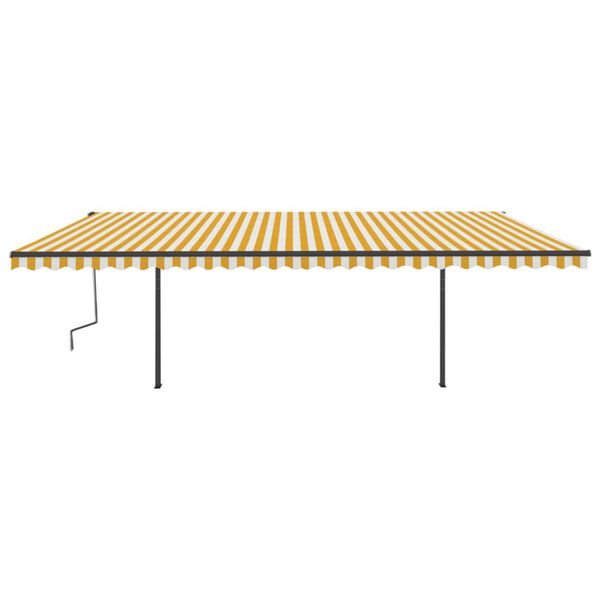 vidaXL Toldo retr&aacute;ctil autom&aacute;tico con postes amarillo y blanco 6x3 m