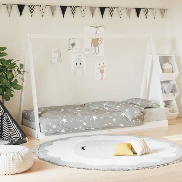 vidaXL Estructura de cama para ni&ntilde;os madera de pino blanco 80x200 cm