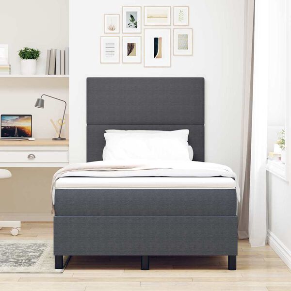 vidaXL Cama tipo Box Spring Gris oscuro y blanco 203 x 120 x 128 cm