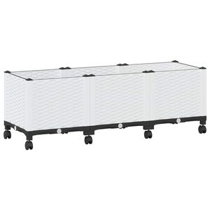 vidaXL Macetero de Jard&iacute;n con Ruedas Blanco 120 x 40 x 48 cm PP